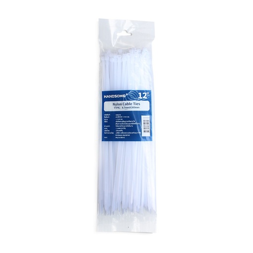 [12890029] เคเบิ้ลไทร์(Handsome) ขาว 12"*4.7*300mm (PK100) [100PK/CT]