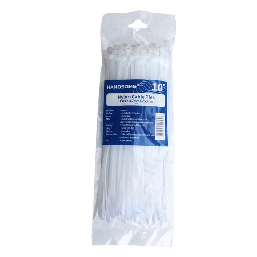 [12890079] เคเบิ้ลไทร์(Handsome) ขาว 10"*4.7*250mm (PK100) [120PK/CT]